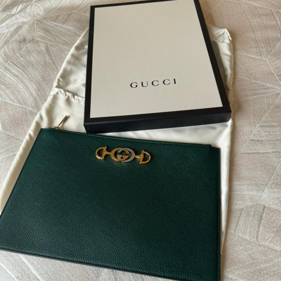 Gucci Zumi Leather Pouch Clutch Bag - Picture 1 of 6